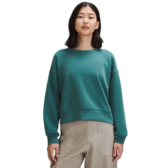 Lululemon Softstreme Perfectly Oversized Cropped Crew Storm Teal - Picture 1 of 9